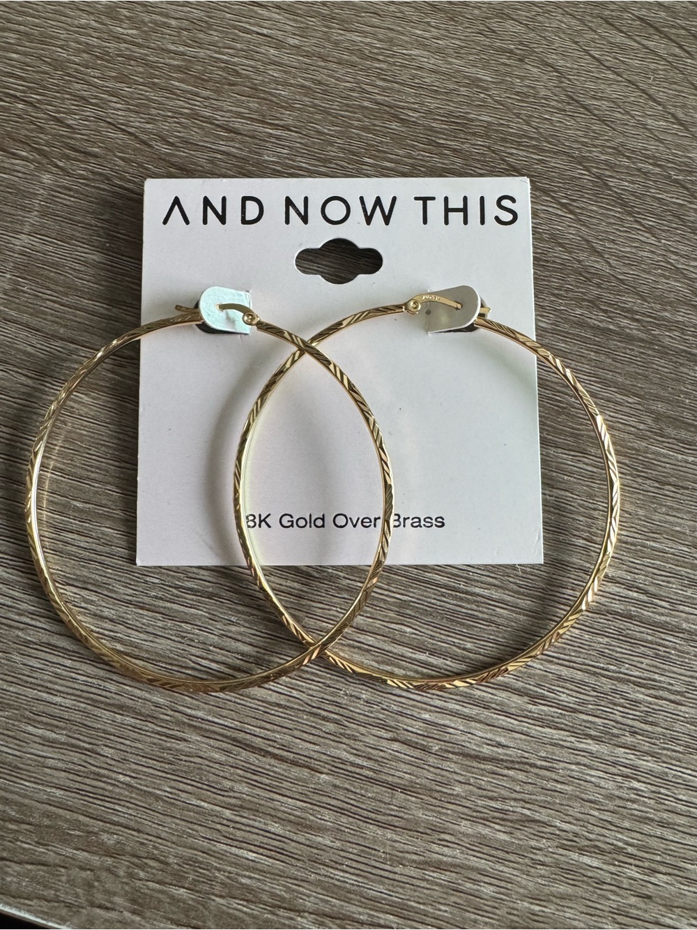 And Now This Extra Large Gold Plated Textured Hoop Earrings